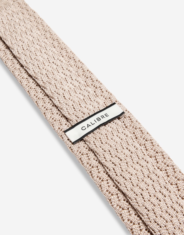 Calibre - Zig Zag Silk Knitted Tie Natural