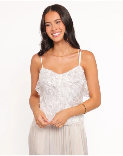 Petal & Pup - Zinnia Sequins Sleeveless Top - Ivory