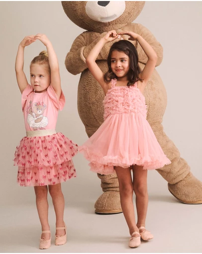 Huxbaby - Glitter Bow Tiered Skirt - Babies-Teens