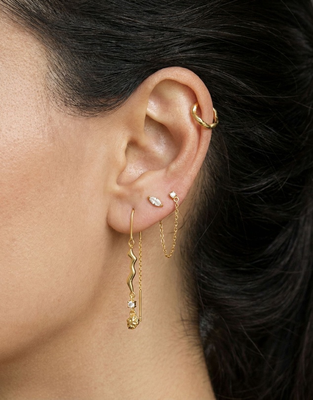 HOUSE OF SLANI - Single Dainty Zelia Chain Stud Earrings