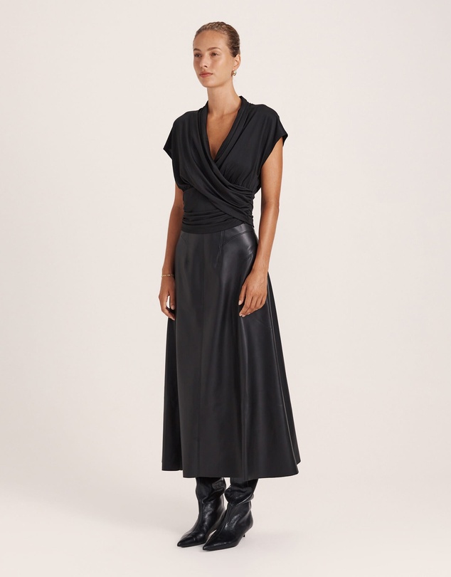 SABA - Viv Faux Leather Fluted Skirt