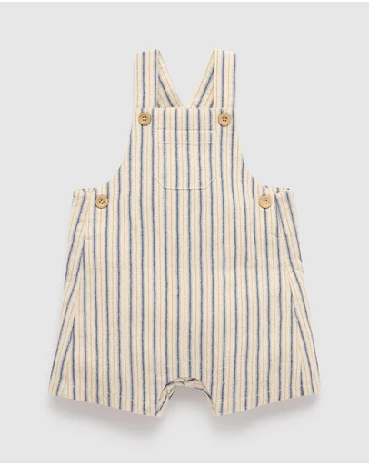 Purebaby - Relaxed Striped Overalls-Kids-Babies