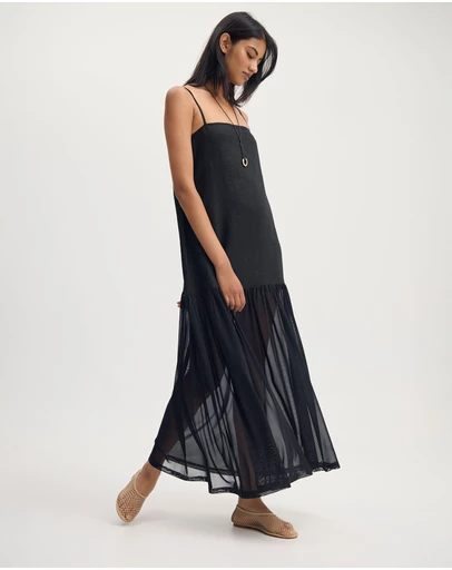 Oxford - Kristel Linen And Mesh Dress