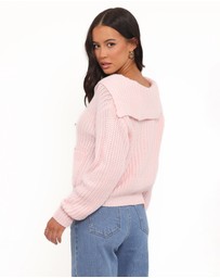 Petal & Pup - Amelia Oversize Collar Button Cardigan - Pink