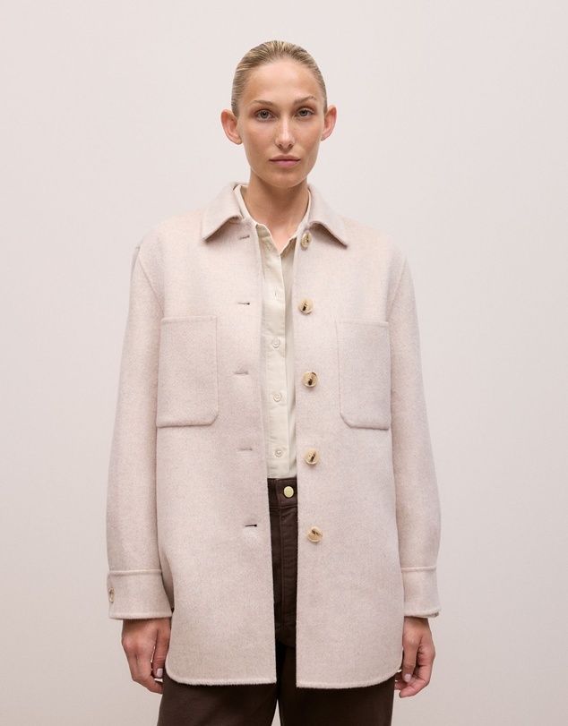 Trenery - Brushed Wool Shacket in Oatmeal Marle