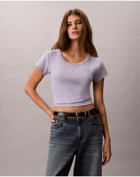 Calvin Klein Jeans - Woven Monogram Logo Slim T-Shirt