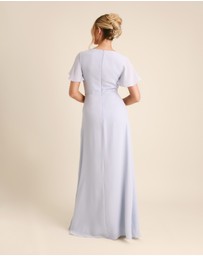 Six Stories - Knot Front Flutter Sleeve Chiffon Bridesmaid Dress