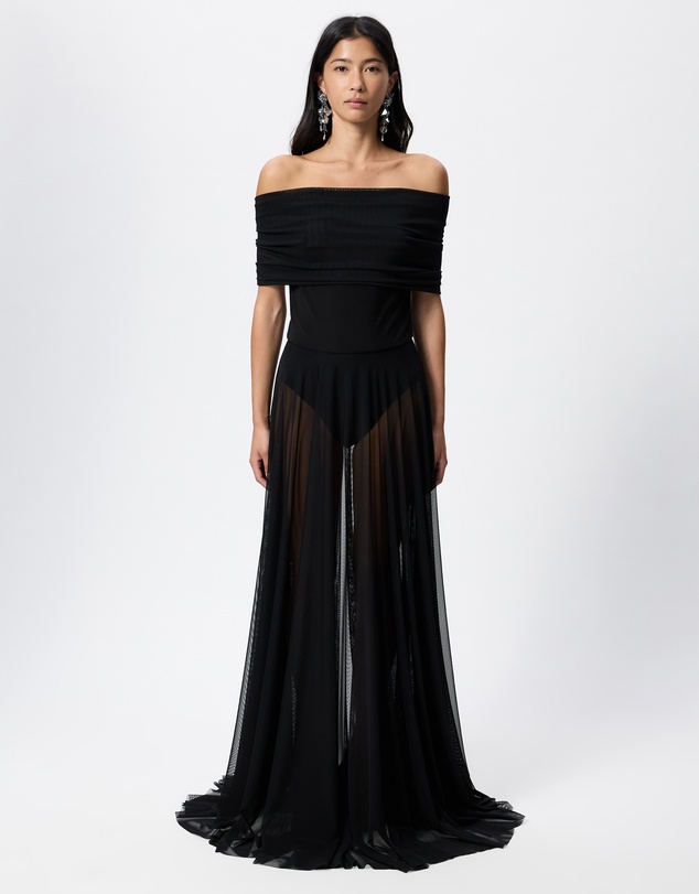 Norma Kamali - Sleeveless Cowl Neck Combo Flared Gown