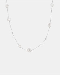 Ania Haie - Silver Asymmetric Shell Pearl Station Necklace