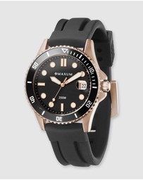 Maxum - Liberty Black Dial With Black Silicone Strap & Rose Gold Tone Case