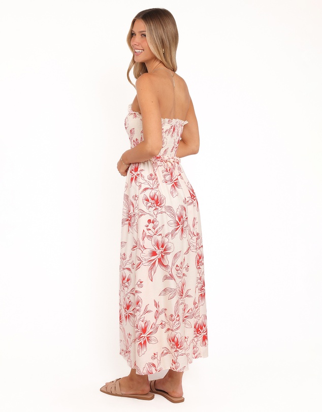 Petal & Pup - Avania Strapless Midi Dress - Red Floral