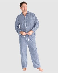 Sant And Abel - Men's Hepburn Gingham Navy Long PJ Set