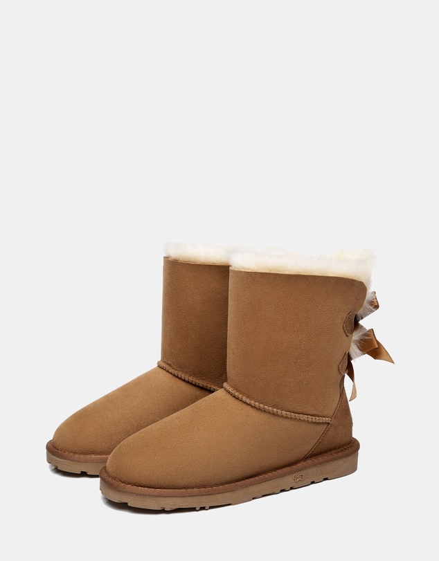 EVERAU - EverAU Ugg Short Back Bow Sheepskin Upper UGG Boots