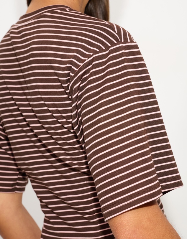 Dazie - Agnes Striped Cinched Short Sleeve Tee