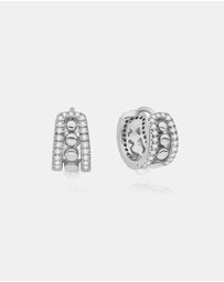 Ania Haie - Silver Sparkling Shell Pearl Row Huggie Hoop Earrings
