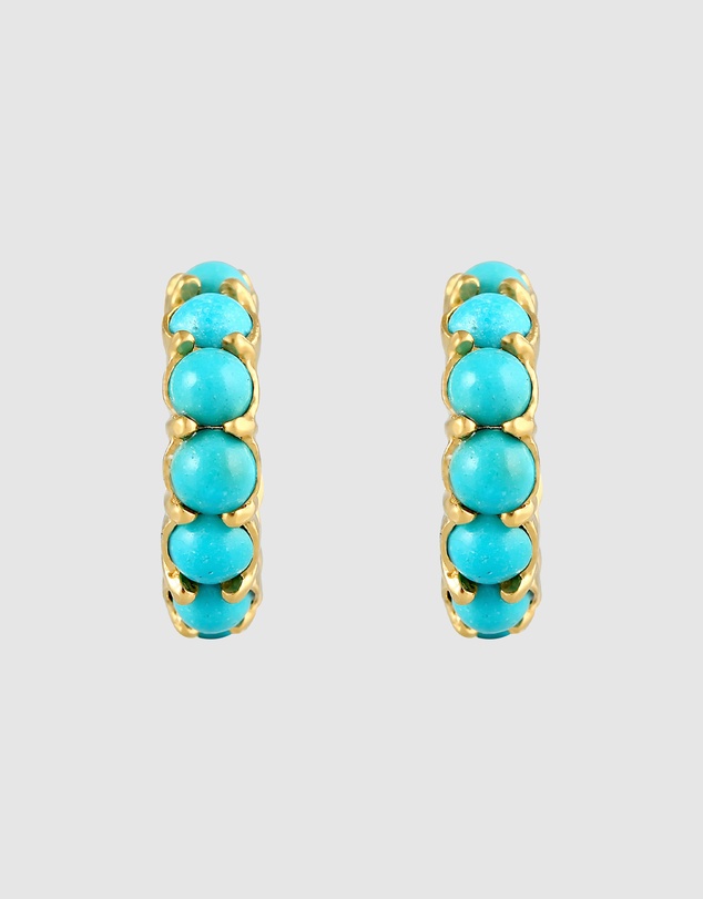 Elli Jewelry - Howlite Hoop Earrings in Gold-Plated 925 Silver