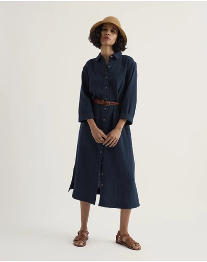 Seasalt - Whitsand Cove Midi Shirt Dress in GOTS Organic Cotton