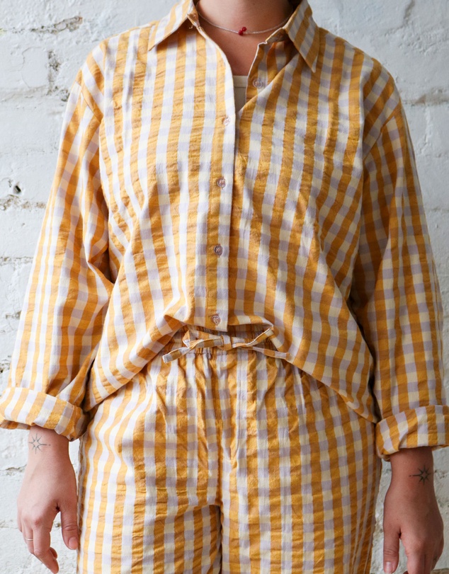 Mosey Me - Mango Seersucker Long Pyjama Set
