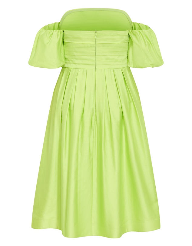 City Chic - Rosalee Puff Sleeve Midi Dress - pistachio