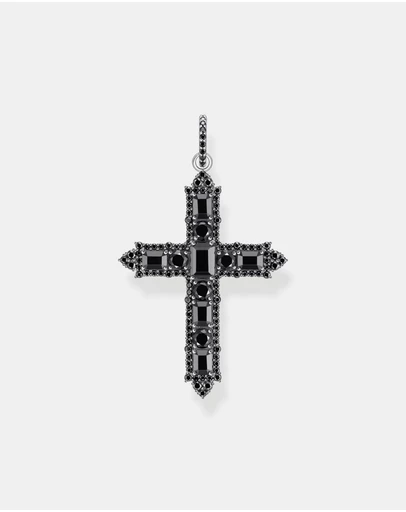 THOMAS SABO - Blackened cross pendant with zirconia