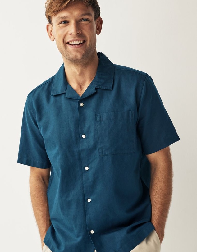 NEXT - Cuban Collar Linen Blend Short Sleeve Shirt