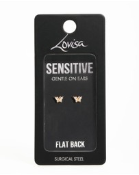Lovisa - Gold Plated Surgical Steel Cubic Zirconia Butterfly Flat Back Earrings