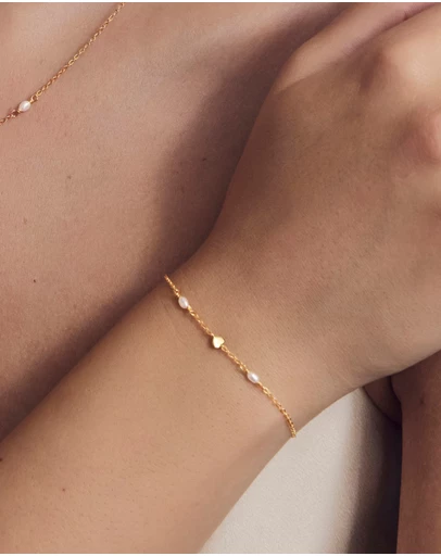 SAINT VALENTINE - Heart & Pearl Bracelet - Gold