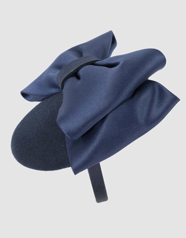 Max Alexander - Felt Navy Winter Pillbox Fascinator with Bow