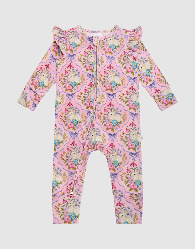 Fleur Harris - 'Bunnies & Bows' Precious Frill Coverall in Pink Love