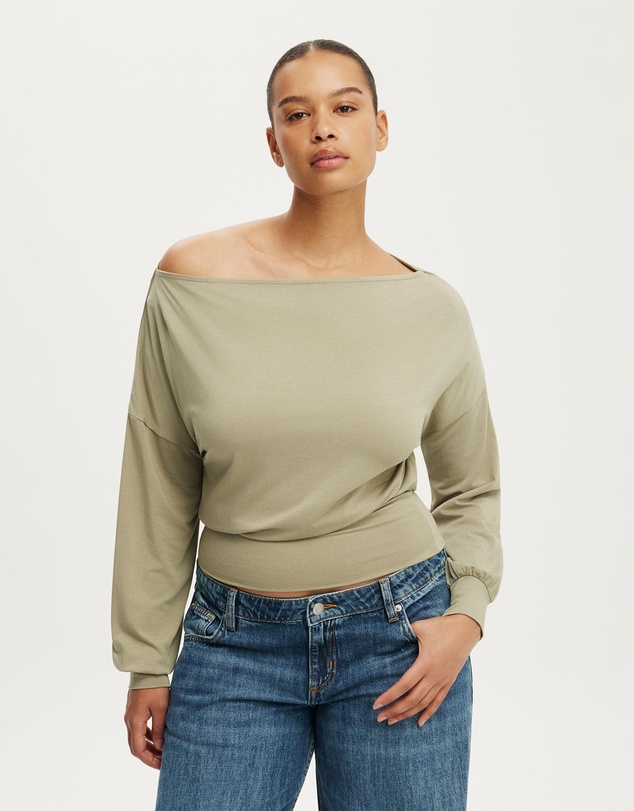 Cotton On - Sage Off Shoulder Long Sleeve