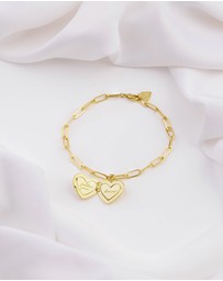 Wanderlust + Co - Heart Gold Locket Bracelet