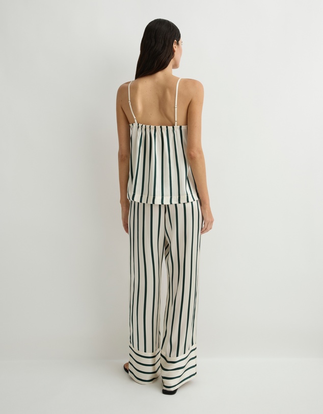 BONDI BORN - Cannes Silk Pant - Forest Stripe