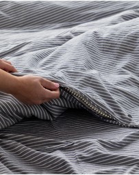 Sheet Society - Leo Washed Cotton Stripe Quilt Cover Set