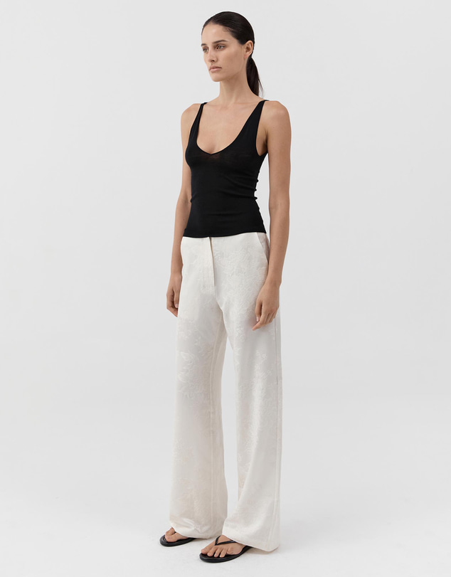 St. Agni - Silk Wool Jacquard Minimal Pants