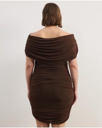 Atmos&Here Curvy - Millie Off Shoulder Mesh Mini Dress