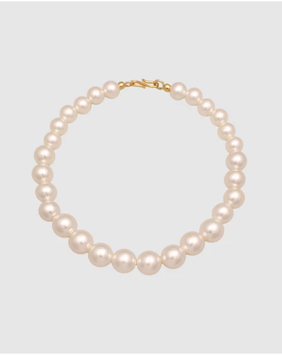 Elli Jewelry - Necklace Ball Pearls 925 Sterling Silver Gold-plated