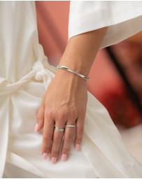Mestige - Sienna Asymmetrical Bangle - Silver Plated