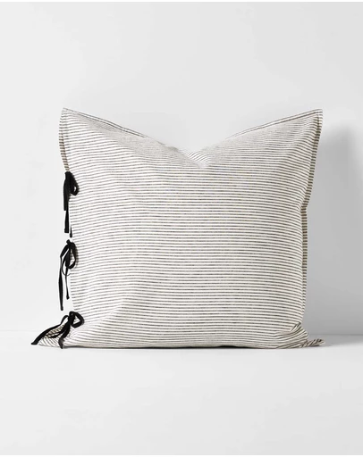 Aura Home - Chambray Mini Stripe European Pillowcase - Smoke