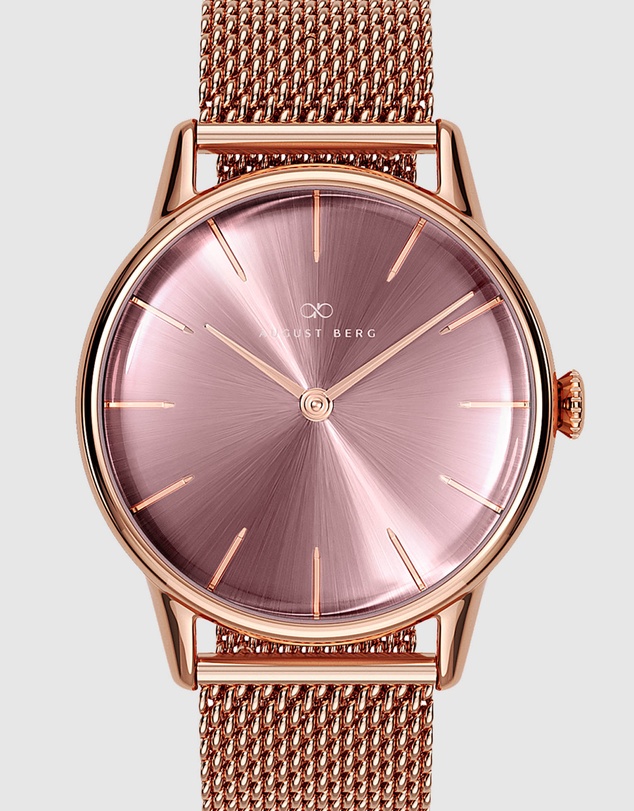 August Berg - Serenity 32mm Rose Gold Plated Mesh Watch