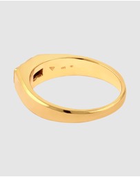 Kuzzoi - ICONIC EXCLUSIVE - Ring Male Rectangle Blue Sapphire 925 Sterling Silver Gold Plated