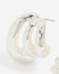 Lovisa - Silver Smooth Layered Half Hoop Earrings