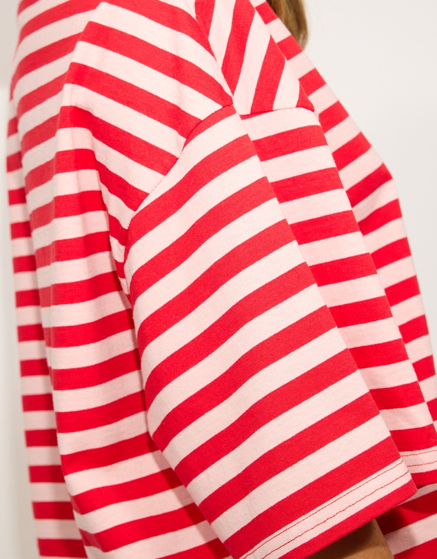 Dazie - Nostalgia Stripe Oversized Graphic Boyfriend Tee