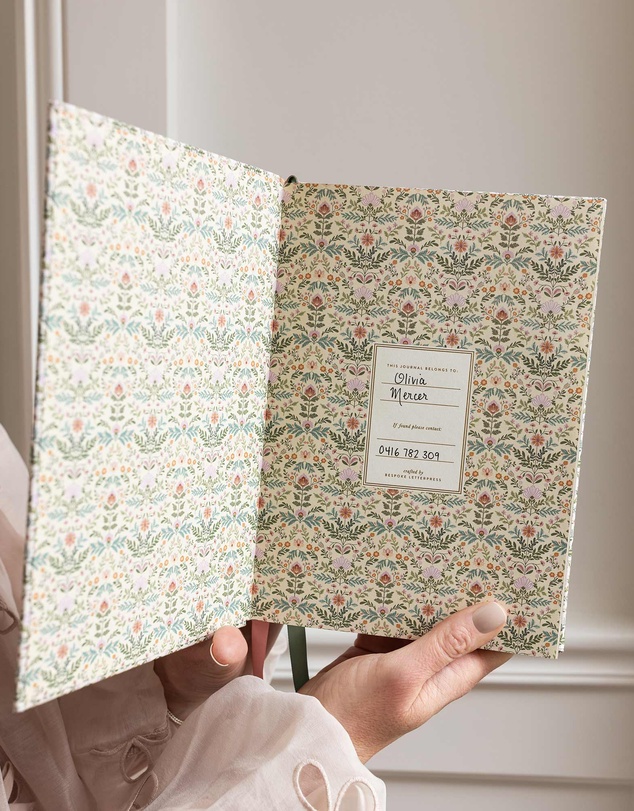 Bespoke Letterpress - Linen Bound Blank Journal - Bramblefloss