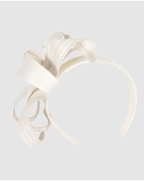 Max Alexander - Leather Leafs Cream Headband Fascinator