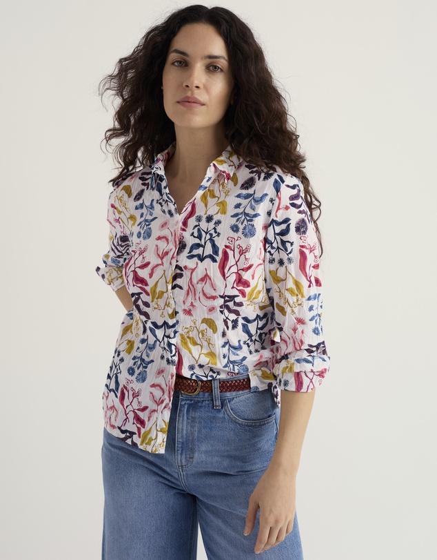 Seasalt - Seasalt Cornwall Multi Larissa Shirt in Crinkled Organic Cotton