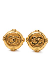Pre-Loved by Azura Reborn - Pre-Loved Gold Plated CC Round Clip On Earrings