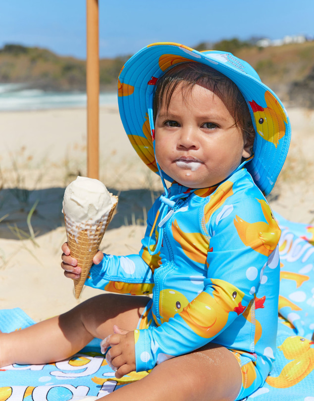 Budgy Smuggler - Kids Onesie Swim Bundle in Rubber Ducks UPF 50+