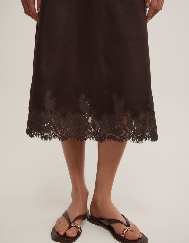 Witchery - Linen Lace Midi Skirt