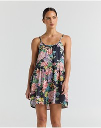 Poolside Paradiso - Jardin Slip Babydoll Dress - Black