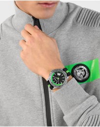 Plein Sport - Plein Rampage 44mm Black dial and Black Green Silicone strap
